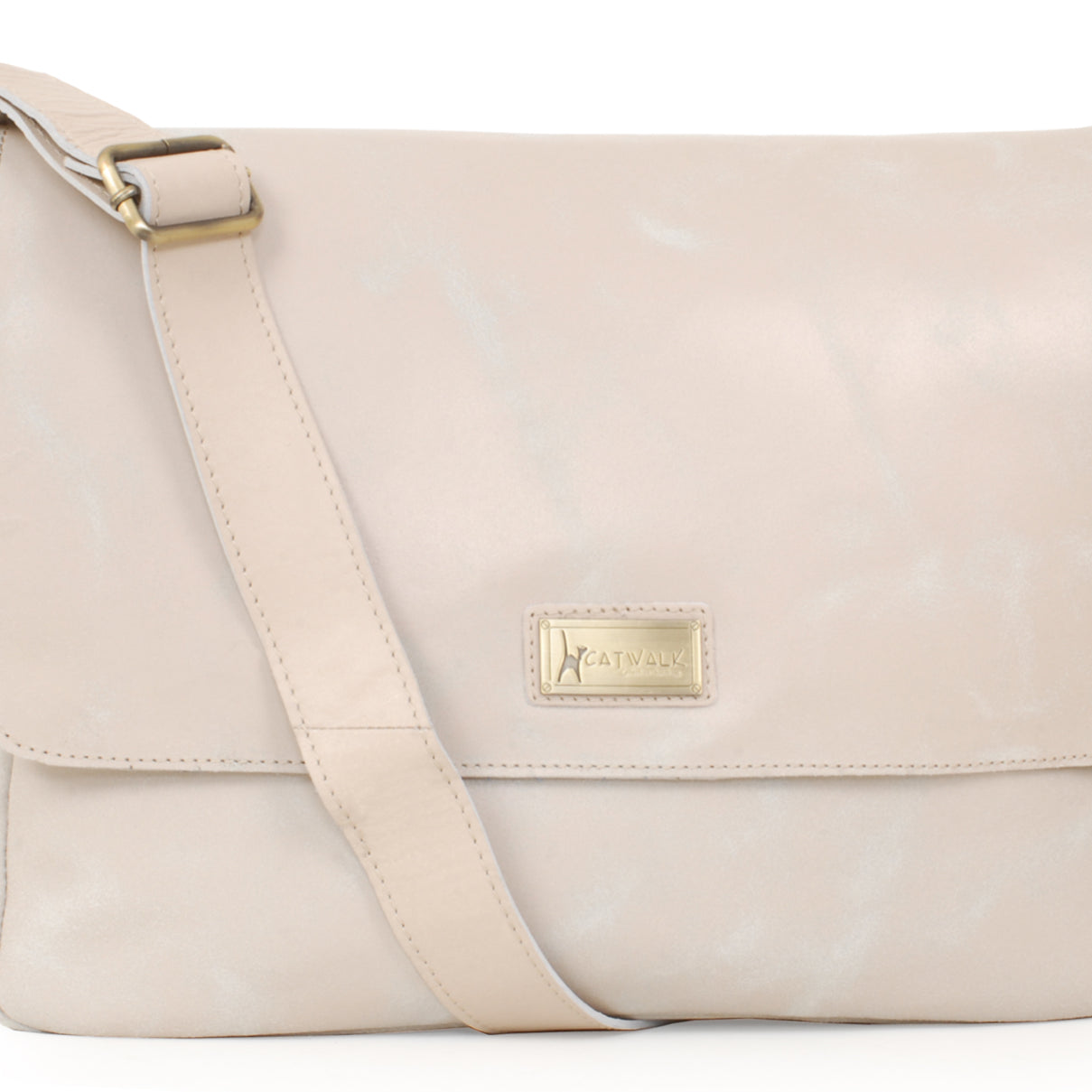 Catwalk Sabine - Women's Distressed Leather Messenger Bag Large