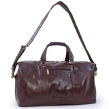 BUCKLESTONE - Genuine Leather Holdall - Large Overnight / Travel / Business / Weekend / Gym Sports Duffle Bag - YORK - Brown