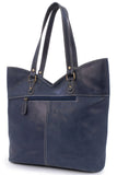 CATWALK COLLECTION HANDBAGS - Women's Large Tote Bag - Tulip Shoulder Bag - Distressed Leather - ABIGAIL - Blue