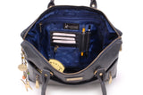 CATWALK COLLECTION HANDBAGS - Ladies Leather Briefcase Cross Body Bag - Women's Organiser Work Bag - Tablet / Laptop Bag - ADELE - Blue