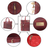 CATWALK COLLECTION HANDBAGS - Ladies Leather Briefcase Cross Body Bag - Women's Organiser Work Bag - Tablet / Laptop Bag - ADELE - Red