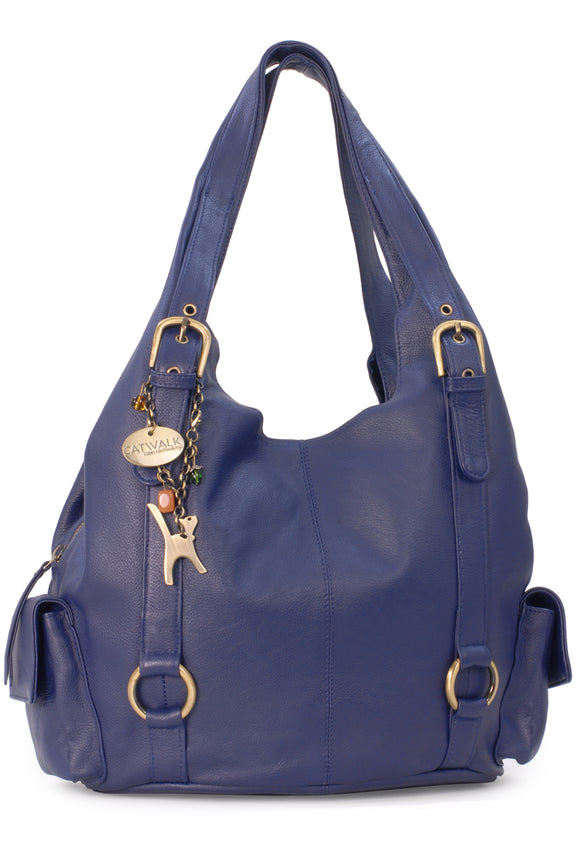 CATWALK COLLECTION HANDBAGS - Women's Leather Shoulder Bag - ALEX - Blue
