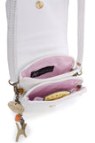 CATWALK COLLECTION HANDBAGS - Women's Leather Phone Bag - Flapover Crossbody Bag - Adjustable Strap - BILLIE - White