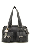CATWALK COLLECTION HANDBAGS - Women's Leather Top Handle / Shoulder Bag - CAROLINE - Black