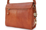 CATWALK COLLECTION HANDBAGS - Women's Shoulder Bag / Flapover Bag / Crossbody Bag - fits iPad or Tablet - Vintage Leather - DIANA - Tan