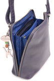 CATWALK COLLECTION HANDBAGS - Women's Medium Leather Cross Body Bag /Shoulder Bag with Long Adjustable Strap - ELEANOR - Blue