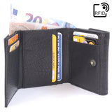 CATWALK COLLECTION HANDBAGS  - Ladies Small Leather Purse with Gift Box - RFID Protection - Credit Card and Coin Compartment - EVE - Black