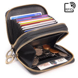 CATWALK COLLECTION HANDBAGS - ISLA - Ladies Small Organiser Zip Purse with Gift Box - Leather RFID Protection - Credit Card Wallet with Coin Compartment - Black