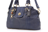 CATWALK COLLECTION HANDBAGS - Women's Leather Twist Lock Top Handle / Shoulder Bag / Cross Body With Extra Detachable Adjustable Strap - KATE - Navy