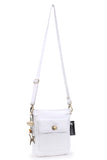 CATWALK COLLECTION HANDBAGS - Women's Leather Cross Body Bag with Detachable Adjustable Strap - LAURA - White