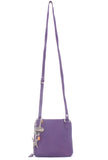 CATWALK COLLECTION HANDBAGS - Women's Small Leather Cross Body Bag / Mini Shoulder Bag with Long Adjustable Strap - LENA - Purple