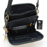 CATWALK COLLECTION HANDBAGS - Women's Leather Cross Body Shoulder Bag - Organiser Messenger with Long Adjustable Strap - METRO - Green