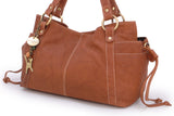 CATWALK COLLECTION HANDBAGS - Women's Soft Leather Top Handle / Slouchy Shoulder Bag - MIA - Antique Tan