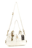 CATWALK COLLECTION HANDBAGS - Women's Leather Top Handle / Shoulder Bag / Cross Body With Extra Detachable Adjustable Strap - NICOLE - White