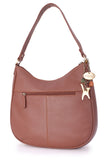 CATWALK COLLECTION HANDBAGS - Women's Quilted Leather Hobo / Shoulder Bag - OLIVIA - Tan