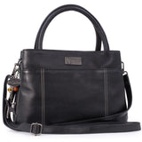CATWALK COLLECTION HANDBAGS - Women's Leather Shoulder Bag - Tote - Adjustable, Detachable Crossbody Strap - ROSALINE - Black