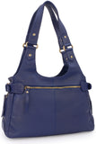 CATWALK COLLECTION HANDBAGS - Women's Leather Top Handle / Shoulder Bag - ROXANNA - Blue