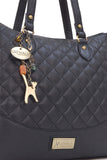 CATWALK COLLECTION HANDBAGS - Women's Quilted Leather Tote / Shoulder Bag - SOFIA - Black