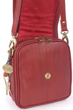 CATWALK COLLECTION HANDBAGS - Women's Leather Cross Body Shoulder Bag - Organiser Messenger with Long Adjustable Strap - TEAGAN - Red