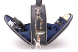 CATWALK COLLECTION HANDBAGS - Small Round Shaped Shoulder Bag - Circular Crossbody Bag - Genuine Leather - TIFFANY - Blue