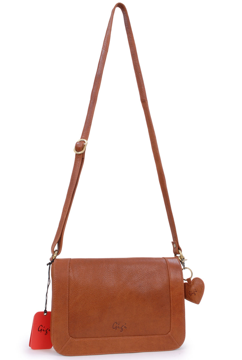 GIGI - Women's Leather Flap Over Cross Body Handbag - Shoulder