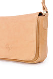 GIGI - Women's Leather Flap Over Cross Body Handbag - Organiser Shoulder Bag with Long Adjustable Strap - OTHELLO 14578 - with heart keyring charm - Antique Honey