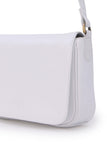 GIGI - Women's Leather Flap Over Cross Body Handbag - Organiser Shoulder Bag with Long Adjustable Strap - OTHELLO 14578 - with heart keyring charm - White