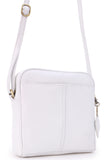 GIGI - Women’s Small Leather Cross Body Handbag - Shoulder Bag with Long Adjustable Strap - OTHELLO 22-29 - with heart keyring charm - White