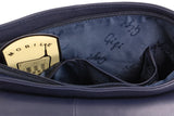 GIGI - Women's Leather Saddle Bag - Shoulder / Cross Body Handbag with Long Adjustable Strap - OTHELLO 8755 - with heart keyring charm - Navy Blue