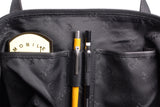 GIGI -- Women's Large Leather Tote - Shopper / Shoulder Bag - OTHELLO 9101 - with heart keyring charm - Black