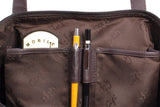 GIGI -- Women's Large Leather Tote - Shopper / Shoulder Bag - OTHELLO 9101 - with heart keyring charm - Dark Brown