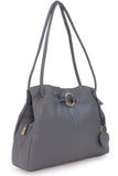 GIGI - Women's Leather Shoulder Bag - OTHELLO 4323 - with heart keyring charm - Platinum (Dark Grey)