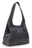 GIGI - Women's Leather Shoulder Bag - OTHELLO 4326 - with heart keyring charm - Black