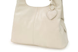 GIGI - Women's Leather Shoulder Bag - OTHELLO 4326 - with heart keyring charm - Cream