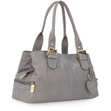 GIGI - Women's Leather Top Handle Handbag / Shoulder Bag - OTHELLO 6165 - with heart keyring charm - Light Grey