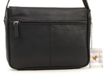 VISCONTI - Women's Cross Body Bag - Genuine Leather - Flap Over Organiser Shoulder Handbag - Multiple Pockets - Tablet / iPad /Kindle - 03190 -  CLAUDIA - Black