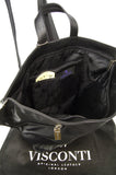 VISCONTI - Women's Rucksack Backpack Handbag - Atlantic Leather - Adjustable Straps - Top Handle - 18258 - BROOKE - Black
