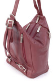 VISCONTI - Women's Rucksack Backpack Handbag - Genuine Leather- Adjustable Straps - Top Handle - 18357 - DANII - Red