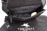 VISCONTI - Laptop Messenger Shoulder Bag - 13 to 14 Inch Laptop Bag - Hunter Leather - Office Work Organiser Bag - Multiple Pockets - 18548 - HARVARD - Black