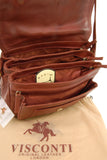 VISCONTI - Women's Cross Body Saddle Bag - Atlantic Leather - Flap Over Organiser Shoulder Handbag - Multiple Pockets - ATLANTIC - 2195 - Brown