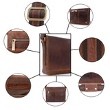 BUCKLESTONE - Large Leather Messenger / Shoulder Bag - Laptop Compartment - Leather - CHESTER (L) - Hunter Brown