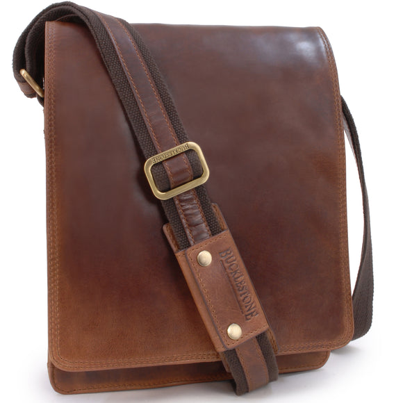 BUCKLESTONE - Leather Messenger / Shoulder Bag / Organiser - iPad / Tablet - Leather - WARWICK (S) - Hunter Brown