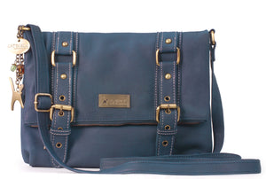 CATWALK COLLECTION HANDBAGS - Women's Leather Cross Body Bag - ABBEY ROAD - Dark Blue / Navy