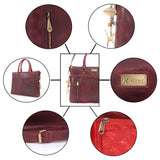 CATWALK COLLECTION HANDBAGS - Ladies Leather Briefcase Cross Body Bag - Women's Organiser Work Bag - Tablet / Laptop Bag - ADELE - Red