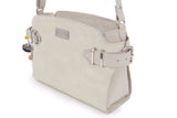 CATWALK COLLECTION HANDBAGS - Genuine Leather - Cross body Bag For Women - Shoulder Bag - Fits Kindle or Tablet - Smooth Leather and Suede - AMANDA- CREAM