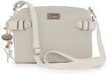 CATWALK COLLECTION HANDBAGS - Genuine Leather - Cross body Bag For Women - Shoulder Bag - Fits Kindle or Tablet - Smooth Leather and Suede - AMANDA- CREAM