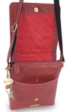 CATWALK COLLECTION HANDBAGS - Genuine Leather Messenger Bag with Long Shoulder Strap - Anti-Theft Crossbody Bag - Fits Tablet or iPad - ANJA - Red