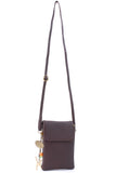 CATWALK COLLECTION HANDBAGS - Women's Leather Phone Bag - Flapover Crossbody Bag - Adjustable Strap - BILLIE - Brown