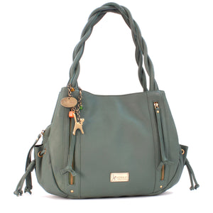 CATWALK COLLECTION HANDBAGS - Women's Leather Tote / Shoulder Bag - CAZ - Green