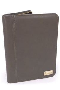 CATWALK COLLECTION HANDBAGS - A4 Zip Conference Folder -Business Organiser / Executive Document Holder / Presentation Portfolio -Vintage Fossil Leather - CHLOE - Grey